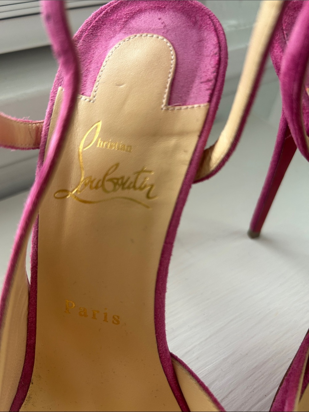 Christian Louboutin Fuchsia Suede Pointed-Toe Ankle-Tie Stilettos 41 - Picture 6 of 7